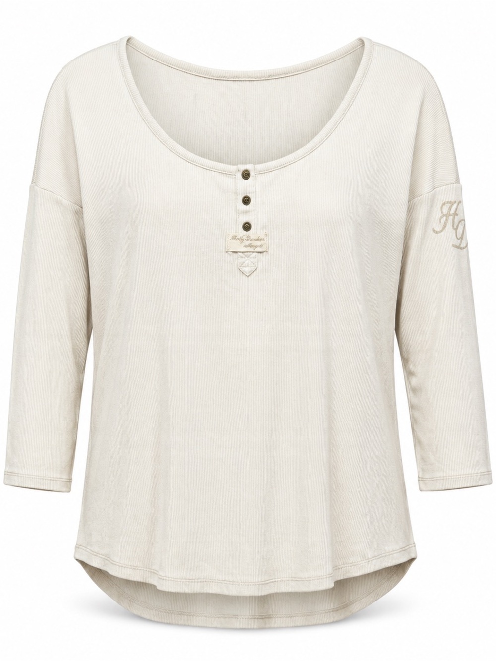 Harley Davidson Chunky Rib Knit Elbow Henley Shirt Size L